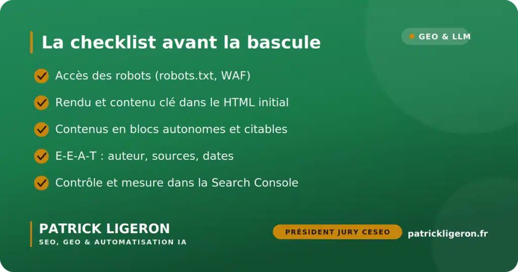 Préparer son site avant les AI Overviews en France : la check-list 4 checklist preparer site ai overviews france
